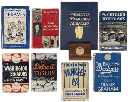 Collection of (8) Multi-Signed Books Featuring The Boston Braves, Boston Red Sox, Kansas City Royals, Chicago White Sox, Washington Senators and Frank Graham (PSA/DNA & Beckett)